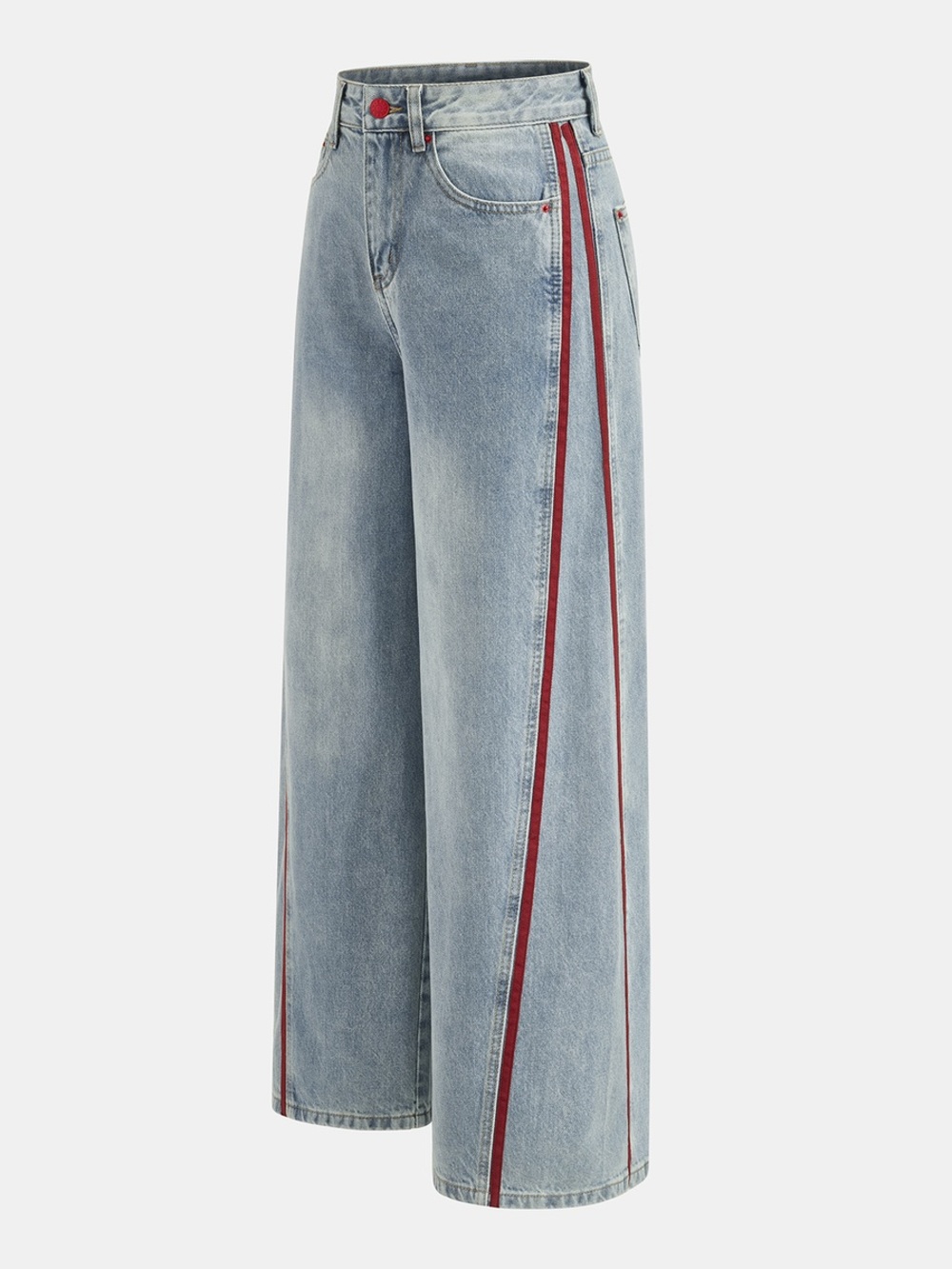 Commense Side Stripe Curved Leg Denim Jeans